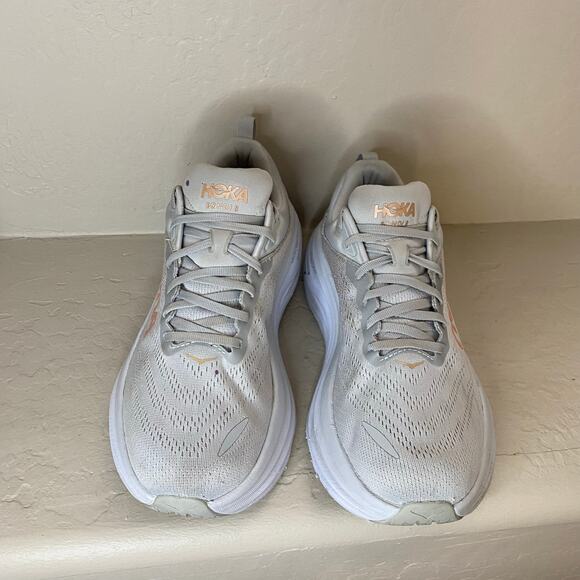 Hoka One One Bondi 8 Womens Sz 10D Running Shoes Harbor Mist Lunar Rock Grey - Picture 3 of 7